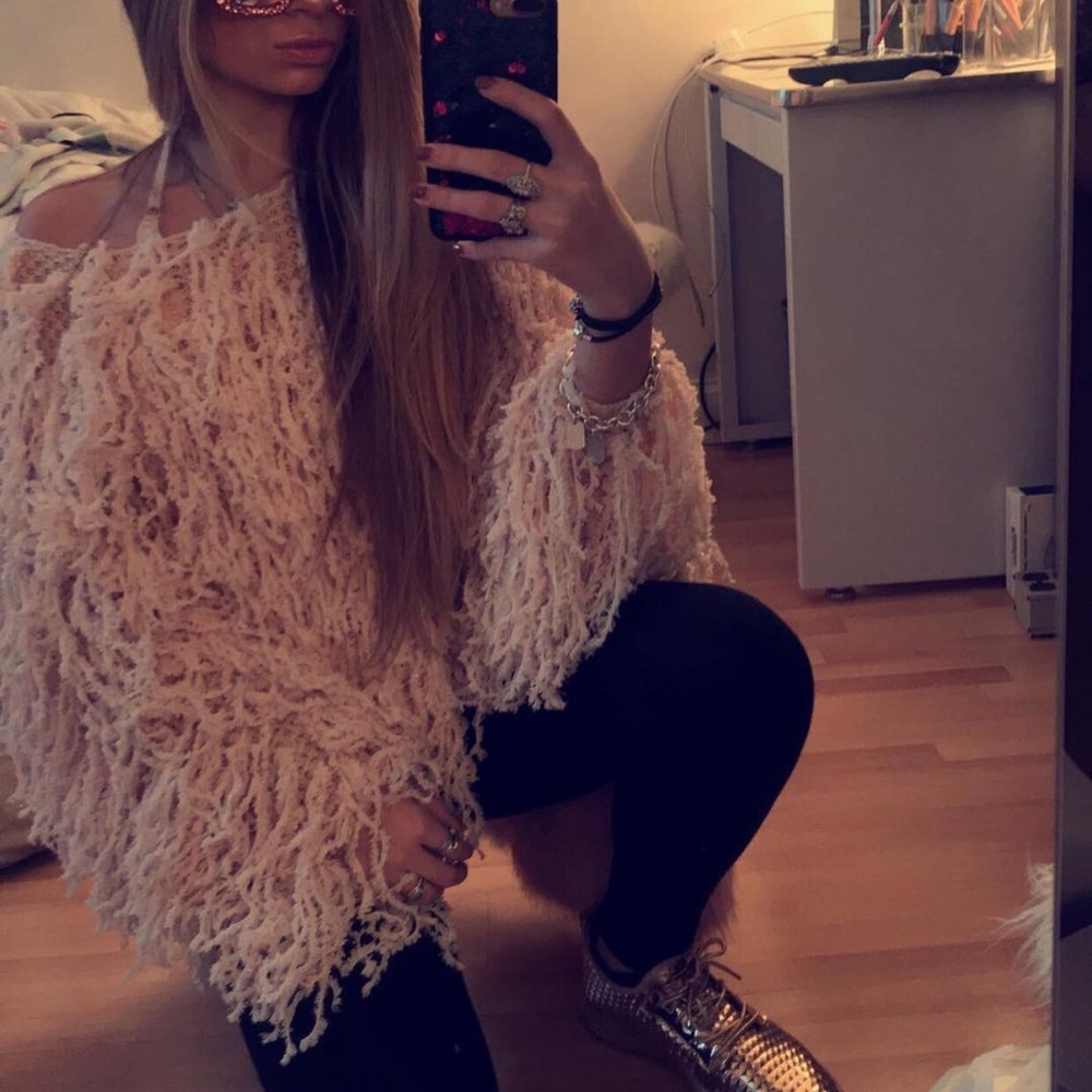 blush shaggy sweater